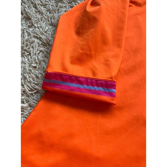 Gretchen Scott Blouse Women's M Button Up V Neck Quarter Sleeve Top Orange Pink - Picture 6 of 9